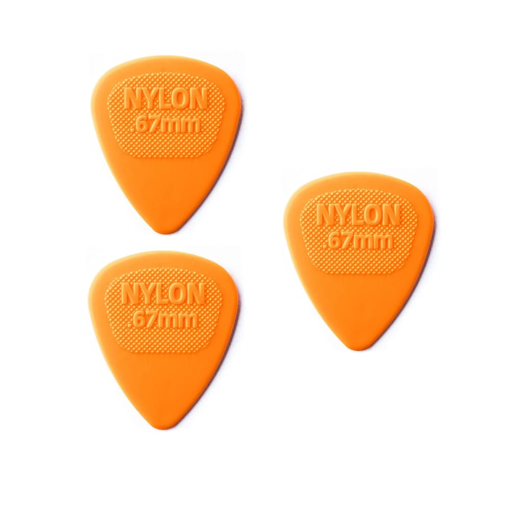 Palheta Dunlop Nylon Midi 0,67mm Laranja 3 Unidades