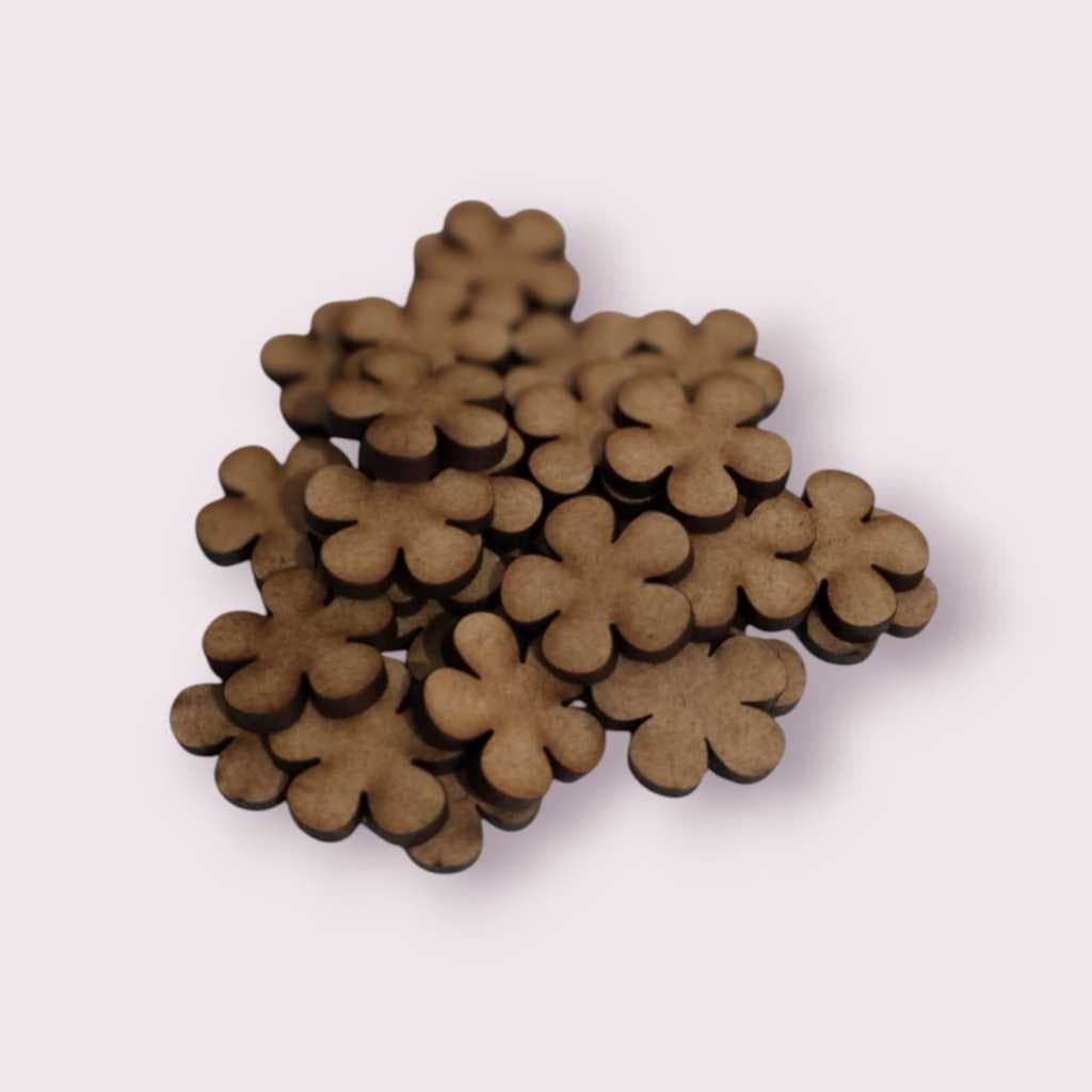 Aplique de flor 2cm / 2,5cm/ 3cm/ 5cm mdf 3mm 50 unid.