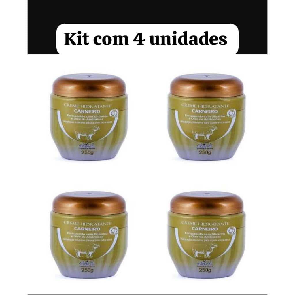 Kit com 4 Creme Hidratante Com Sebo de Carneiro - ORIGINAL Belkit - 250G