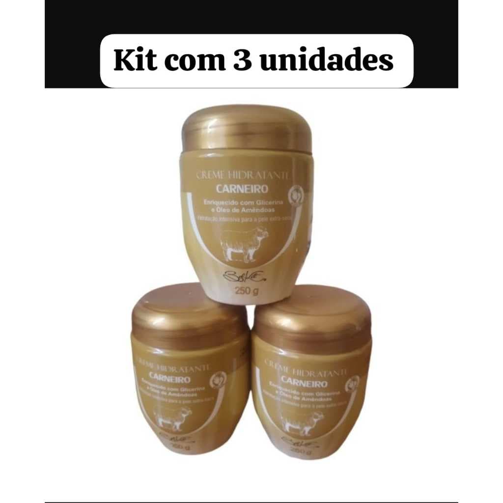 Kit com 3 Creme Hidratante Com Sebo de Carneiro - ORIGINAL Belkit - 250G