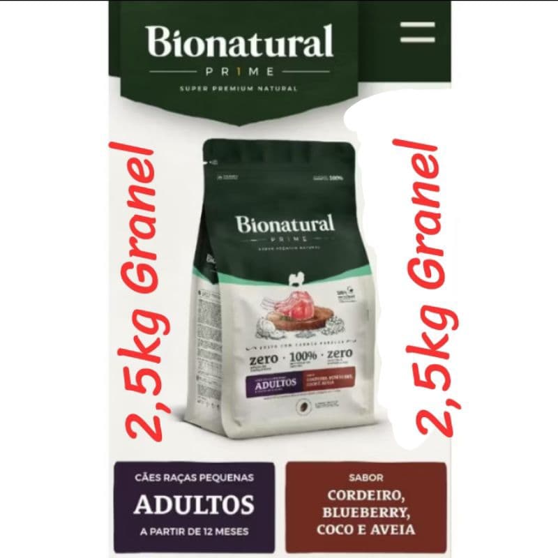 2,5kg Granel,:Special Dog Super Premium Bionatural Prime Cordeiro Cães Adultos Raças Pequenas