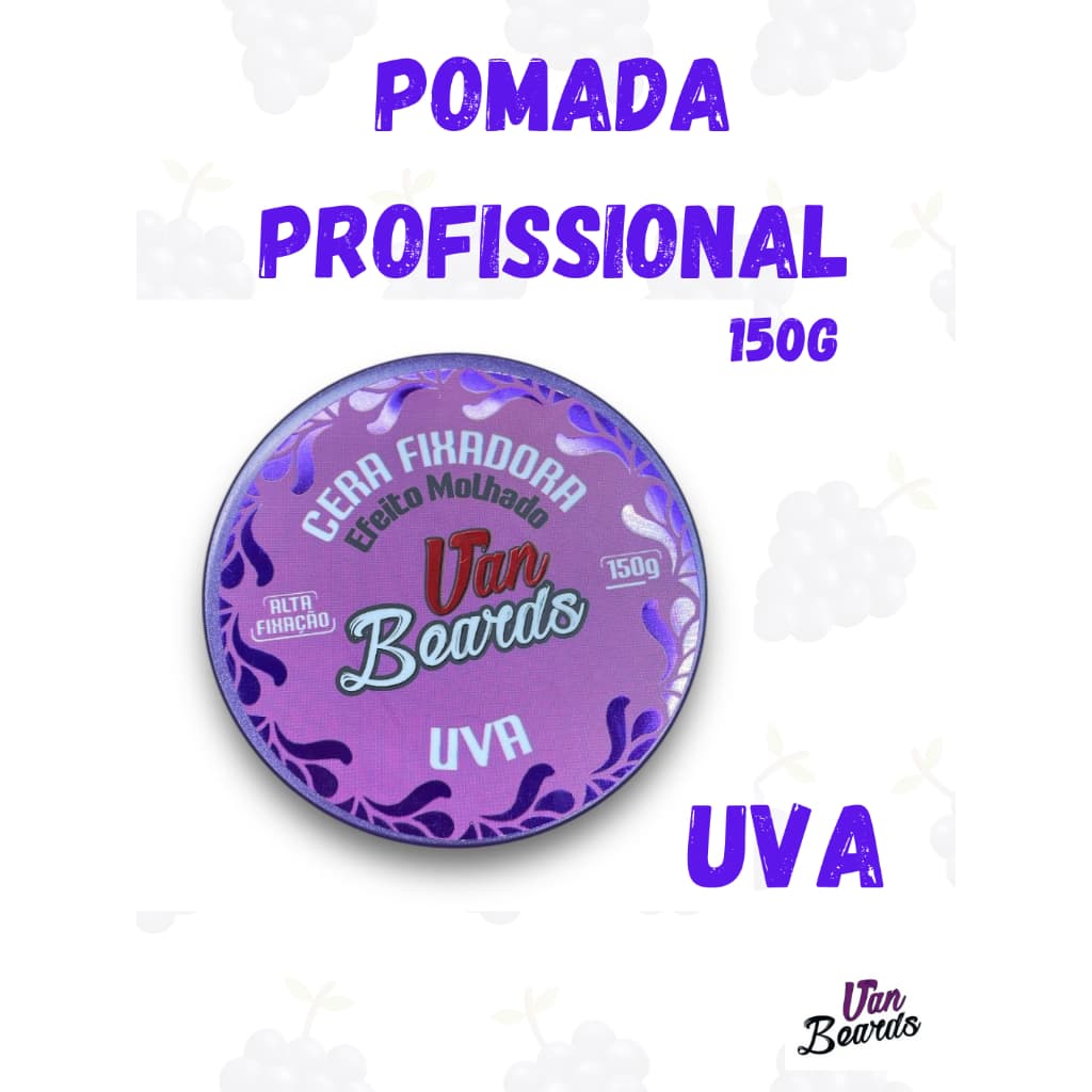 Cera Pomada Modeladora Profissional VAN BEARDS UVA Efeito Molhado 150g