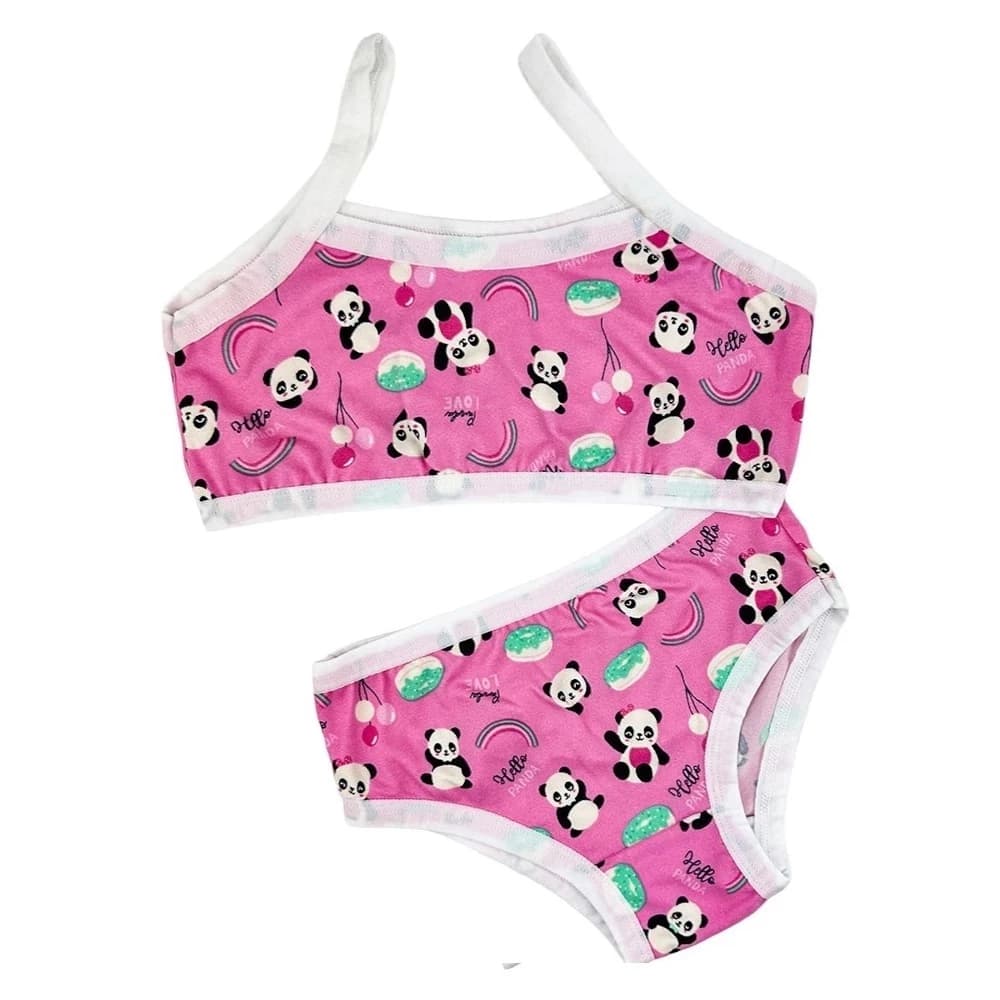 Conjunto menina moça top sutiã e calcinha juvenil tecido cotton