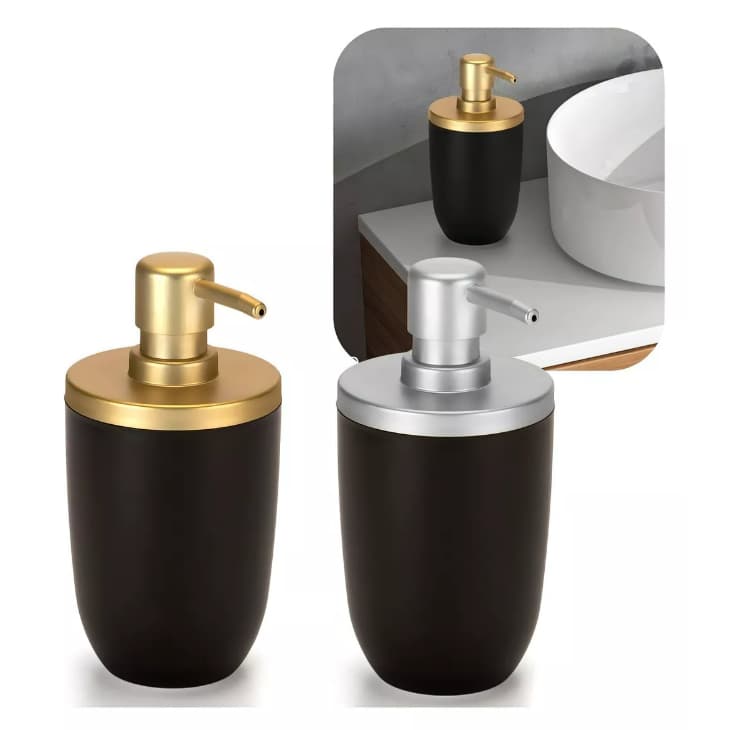 Porta Sabonete Liquido Luxo Para Lavabo Cor Preto Com Prateado
