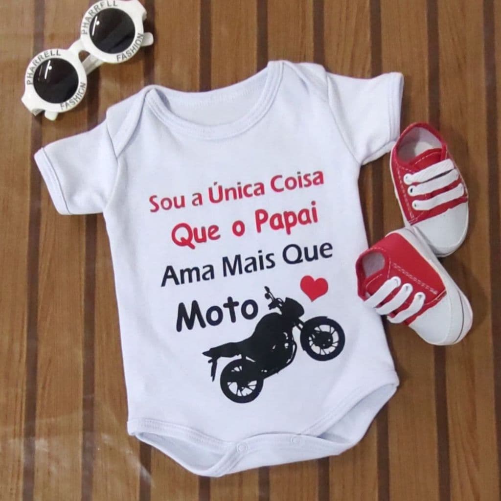 Body Infantil Manga Curta Branco Temático Bebê Frase 100% Suedine