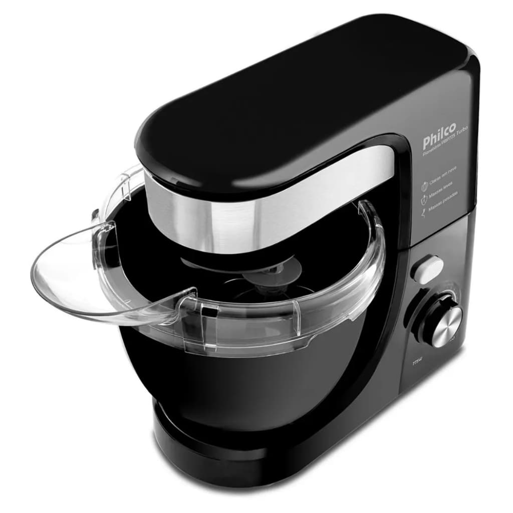 Batedeira Planetária Philco Turbo 360° Preta 700W Massa Leve, Média e Pesada