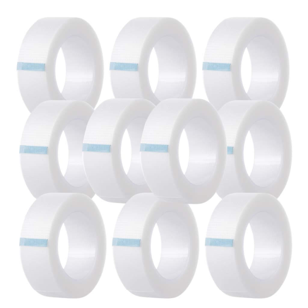 10 Fitas Transpore Adesiva Transparente Antialegica para Extensao de Cilios 10m