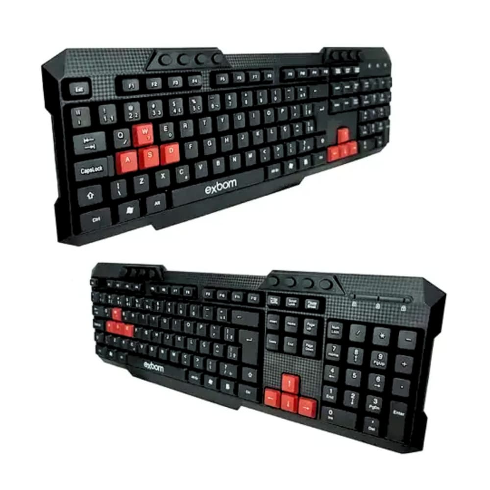 Teclado Multimídia Semi Mecânico Tecla Game Plug & Play ABNT2 Exbom BK-144M