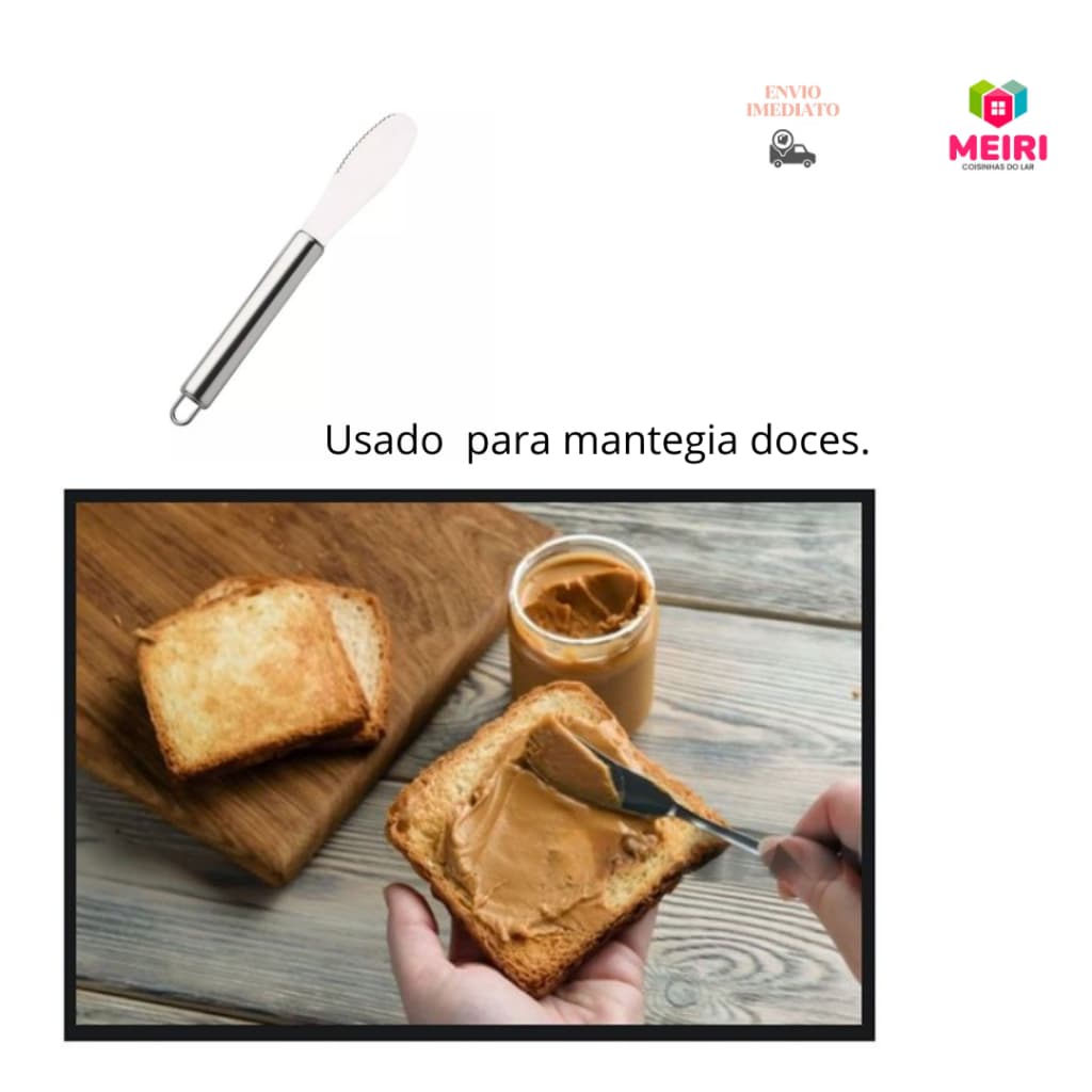 Espátula Faca com Serra em Inox Corta Pão e Passa Manteiga Requeijão Patê Geléia