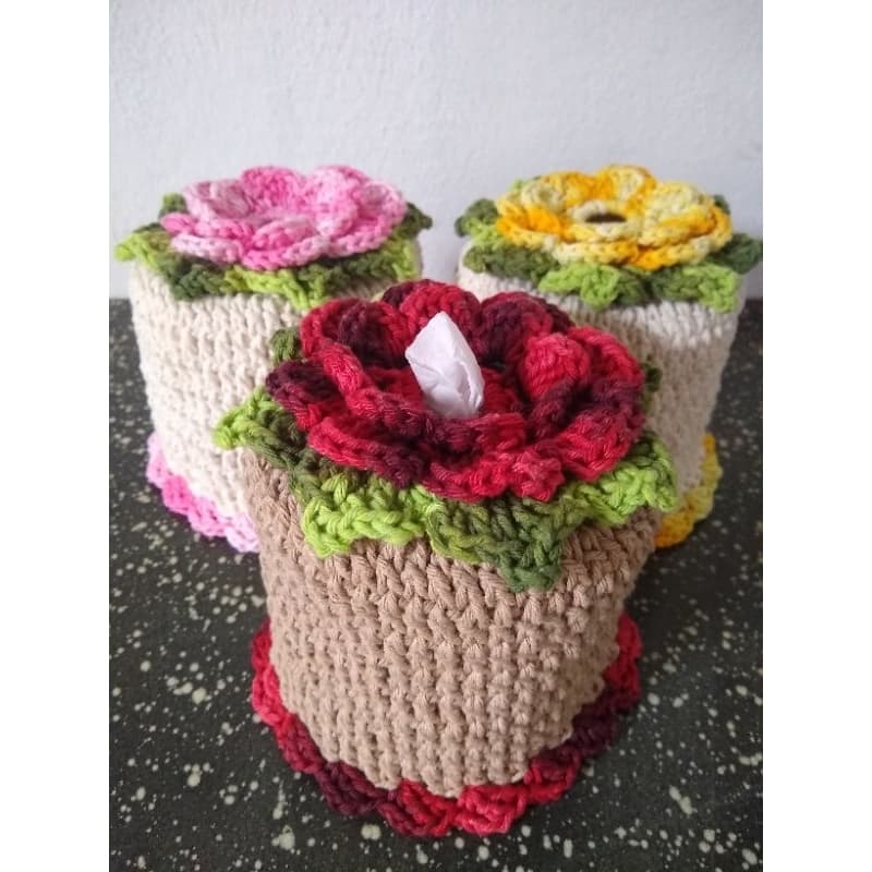 Porta papel higiênico em crochê/porta papel higiênico de bancada.