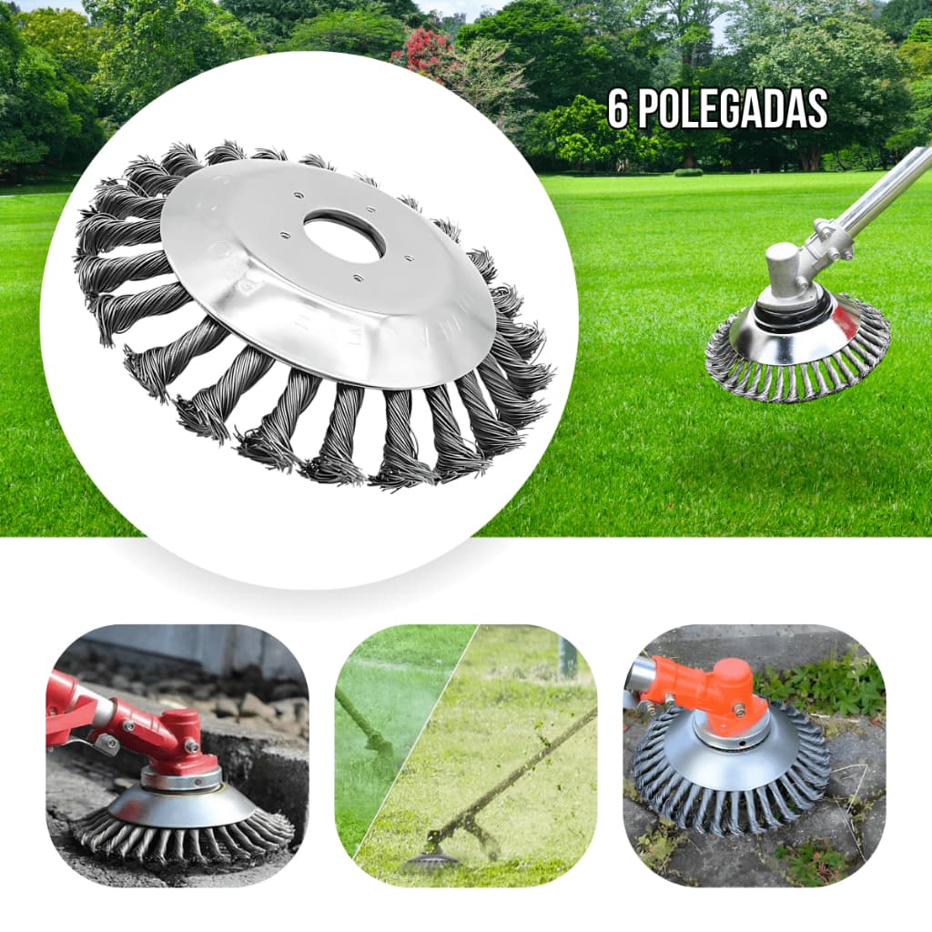 Escova De Aço Rotativa 6 Polegadas Para Roçadeira Aparador de Grama Profissional Lotus