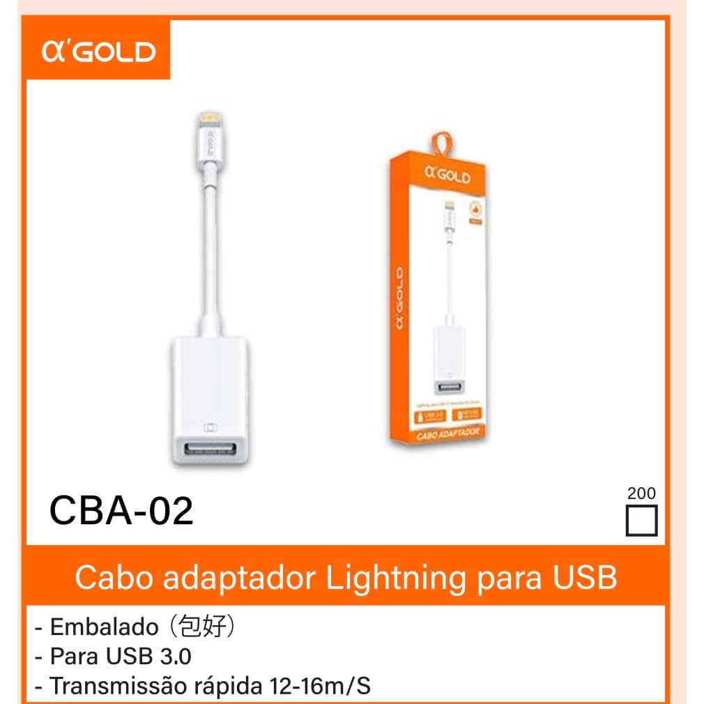 20 cabos adaptadores ip lightning para usb marca;a gold