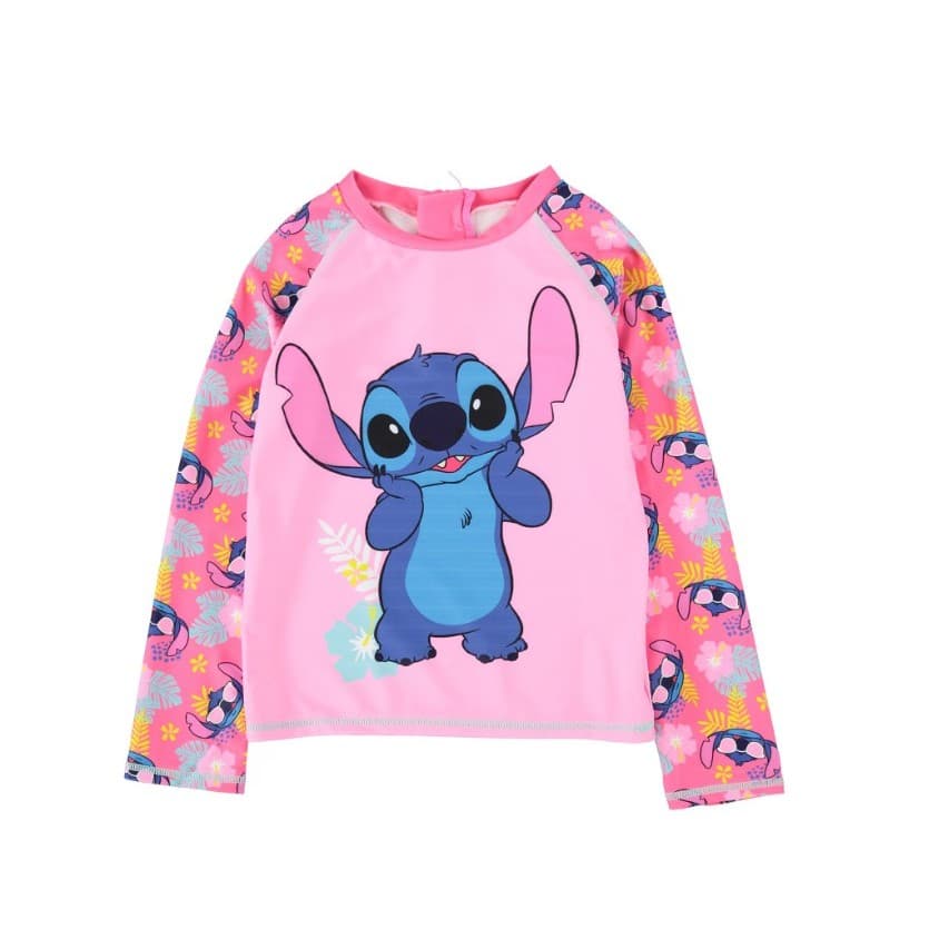 Camiseta Infantil Praia Manga Longa Stitch Proteção UV 50+