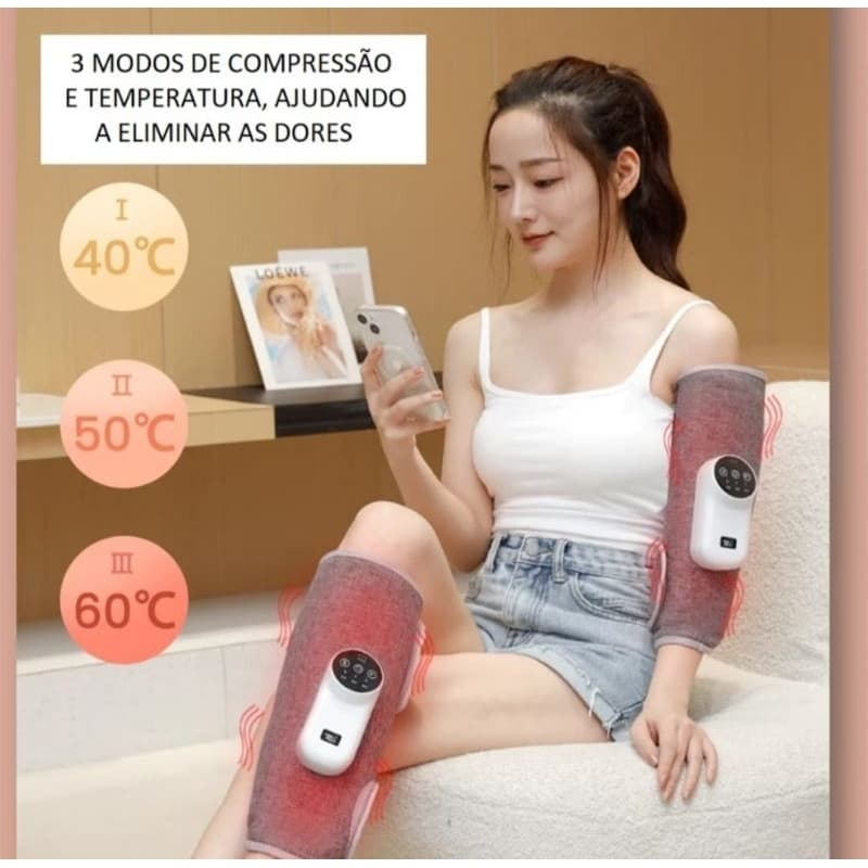 Massageador Elétrico De Panturilha Pernas De Pressão Pressoterapia - USB Recarregável - Profissional Portátil Massagem
