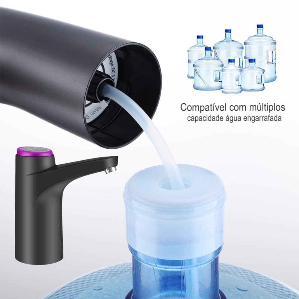 Bomba Elétrica De Água Recarregável Dispenser Usb Longa Duração Com Baixo Nível De Ruído Ideal Para Galões 5 A 20 L