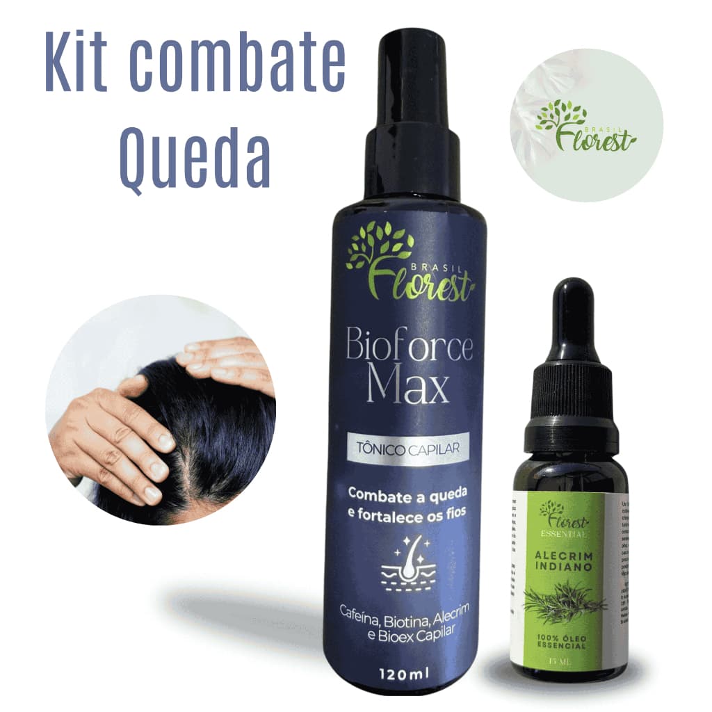 kit Combate Queda com Óleo essencial de Alecrim e Tônico Bioforce Max Florest Brasil
