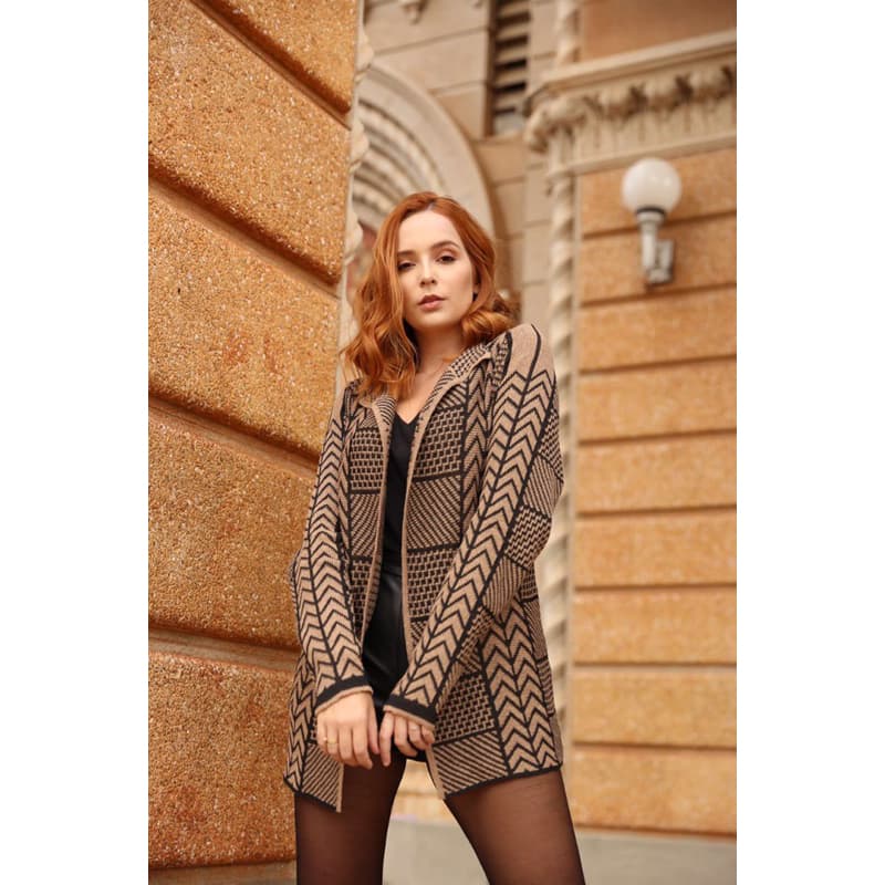 Casaco Feminino Tricot Cardigan Estampado Manga Longa Tricô Quimono Moda Outono Inverno