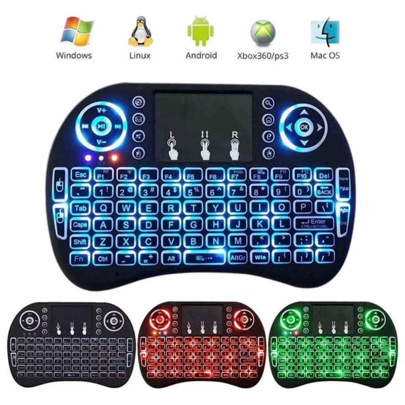 Mini Teclado Wireless Controle Sem Fio Para Smart Tv Game C/ COMANDO DE VOZ Luz iluminado cores 2025