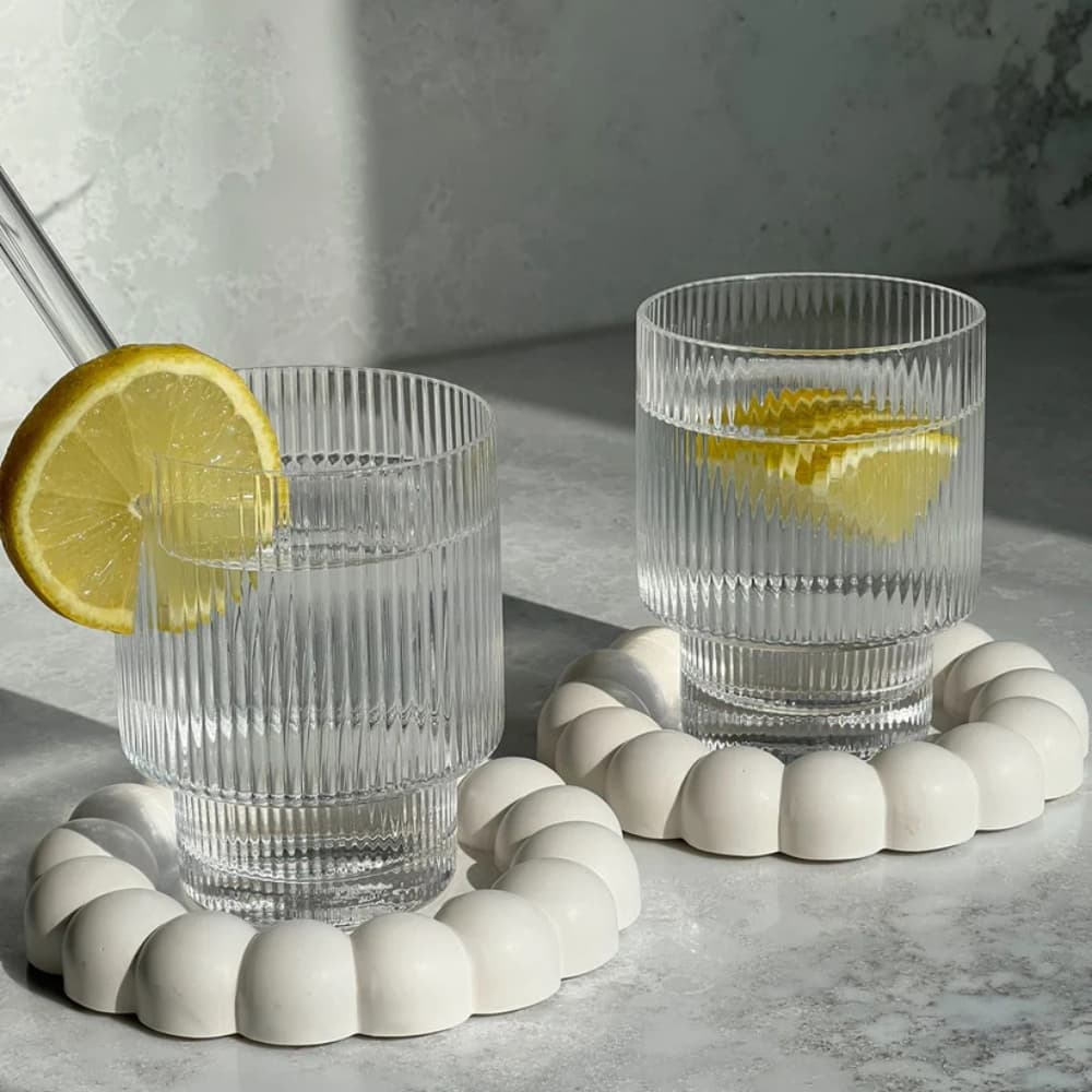 Kit Porta-Copos Aesthetic de Concreto para Mesa, Escritório e Decoração
