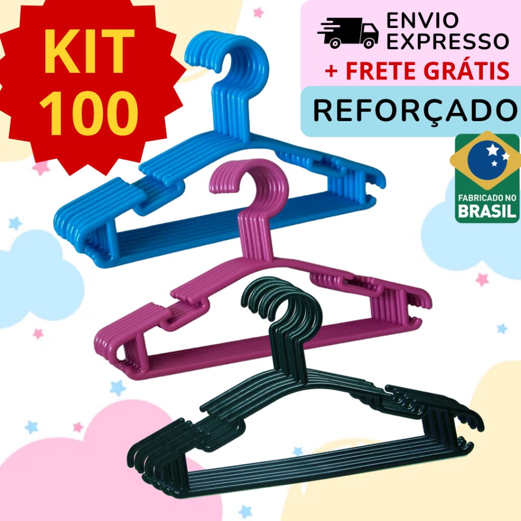 Cabide Cabide infantil Baby Reforçado Azul Rosa Preto juvenil