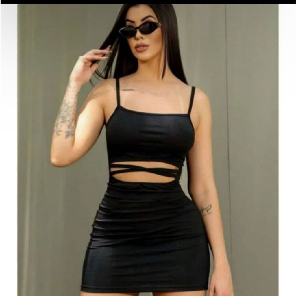LUXS Vestido Feminino Midi Canelado Modelador Coladinho Glamour
