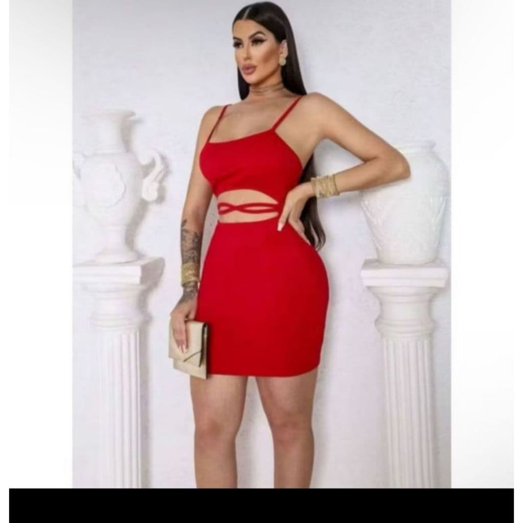 LUXS Vestido Feminino Midi Canelado Modelador Coladinho Glamour