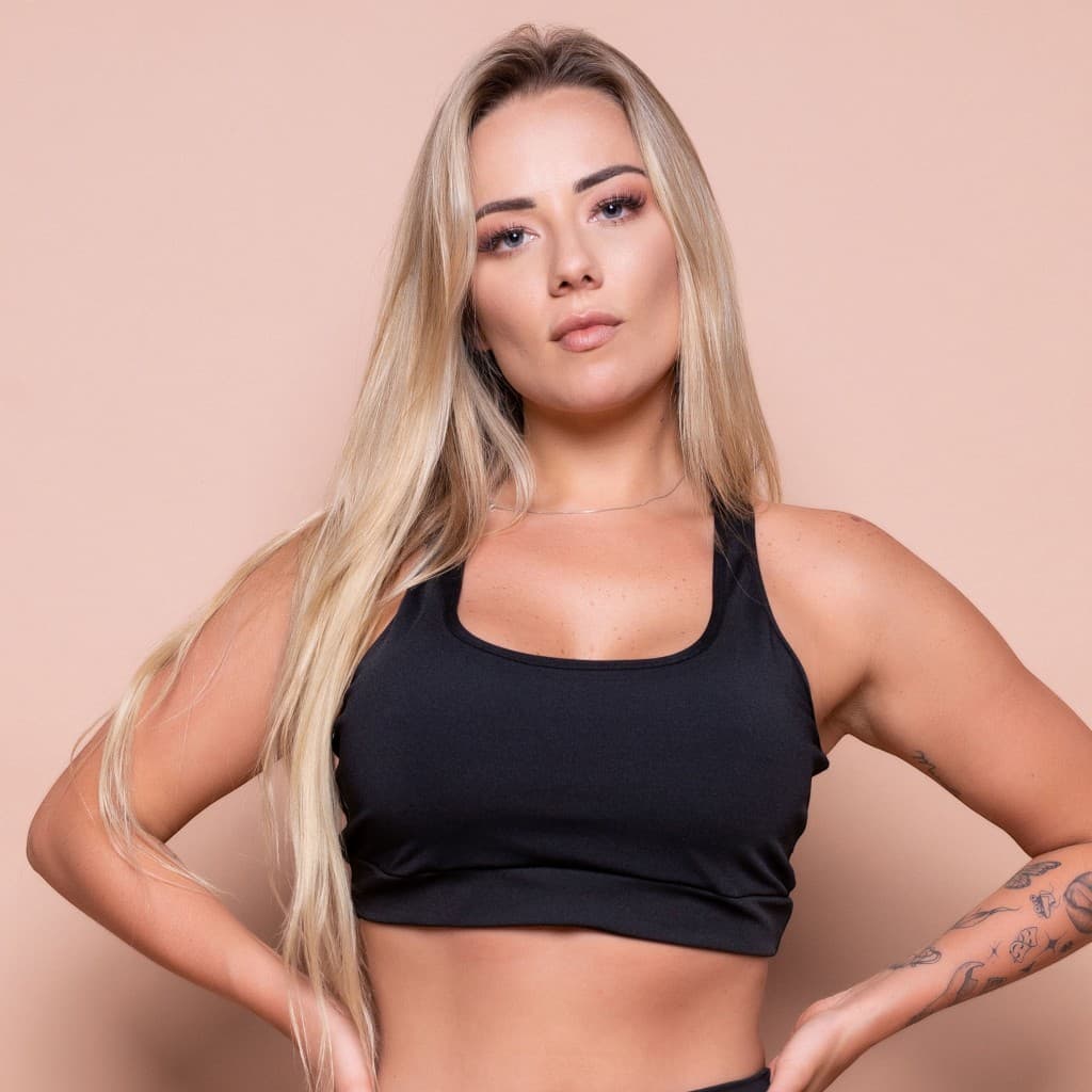 Top Nadador Fitness Feminino Black Stripes Top Academia para Treinos FD Modas