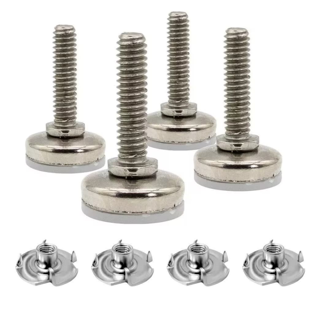 Kit 12 Sapata Pé Nivelador Regulável 1/4x20mm Com Porca Garra p/ Madeira