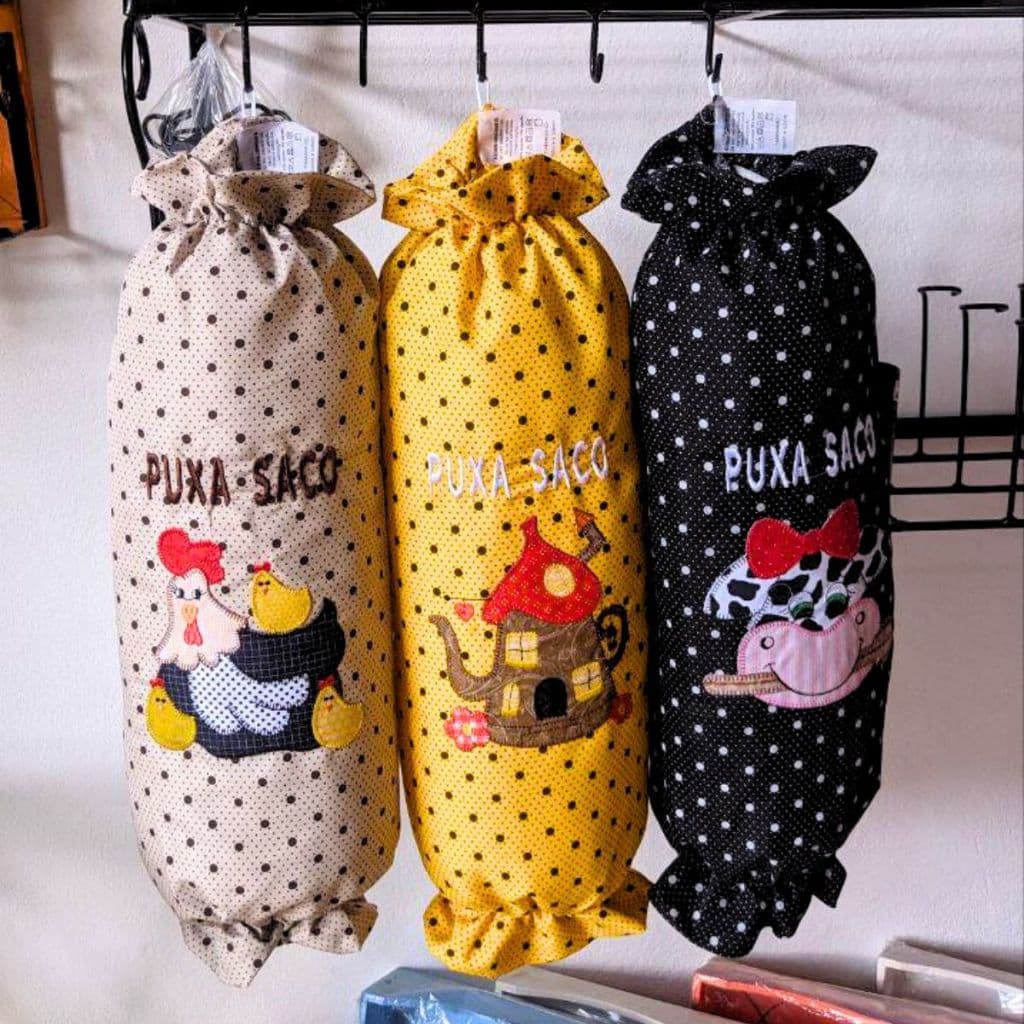 Porta Sacolas puxa saco comum oxford simples artesanal casa cozinha sacolinha
