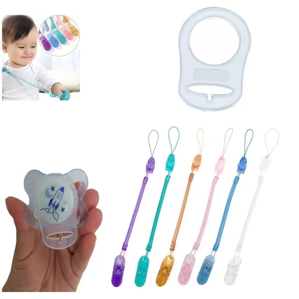 1 Prendedor De Chupeta Serve Buba, Mam, Nuk com 1 Anel Adaptador para chupeta Sem Alça Mam Nuk