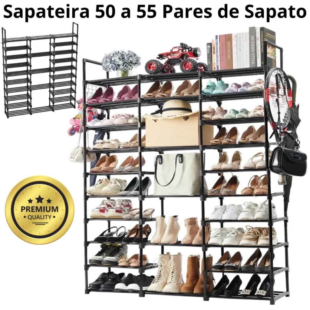 Sapateira Organizadora Desmontável Para 50-55 Pares de Sapatos Premium Diversas Montagens