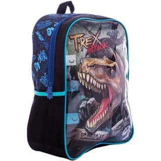Mochila Infantil Escolar Dinossauro De Costas Menino Impermeável Grande Azul Reforçada Trex Attack Lançamento Clio