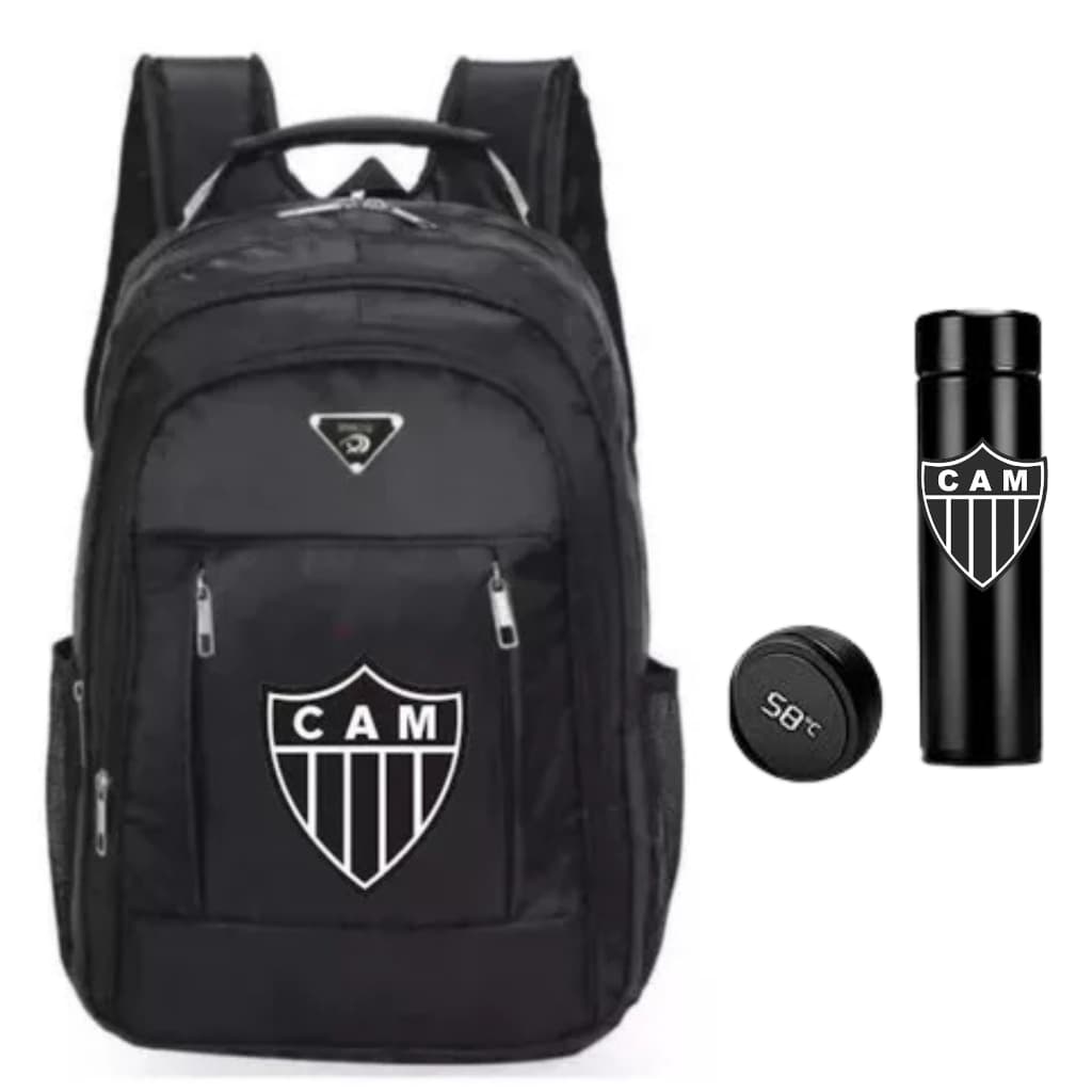 Mochila Masculina Atlético Mineiro Resistente Impermeável com garrafa termica