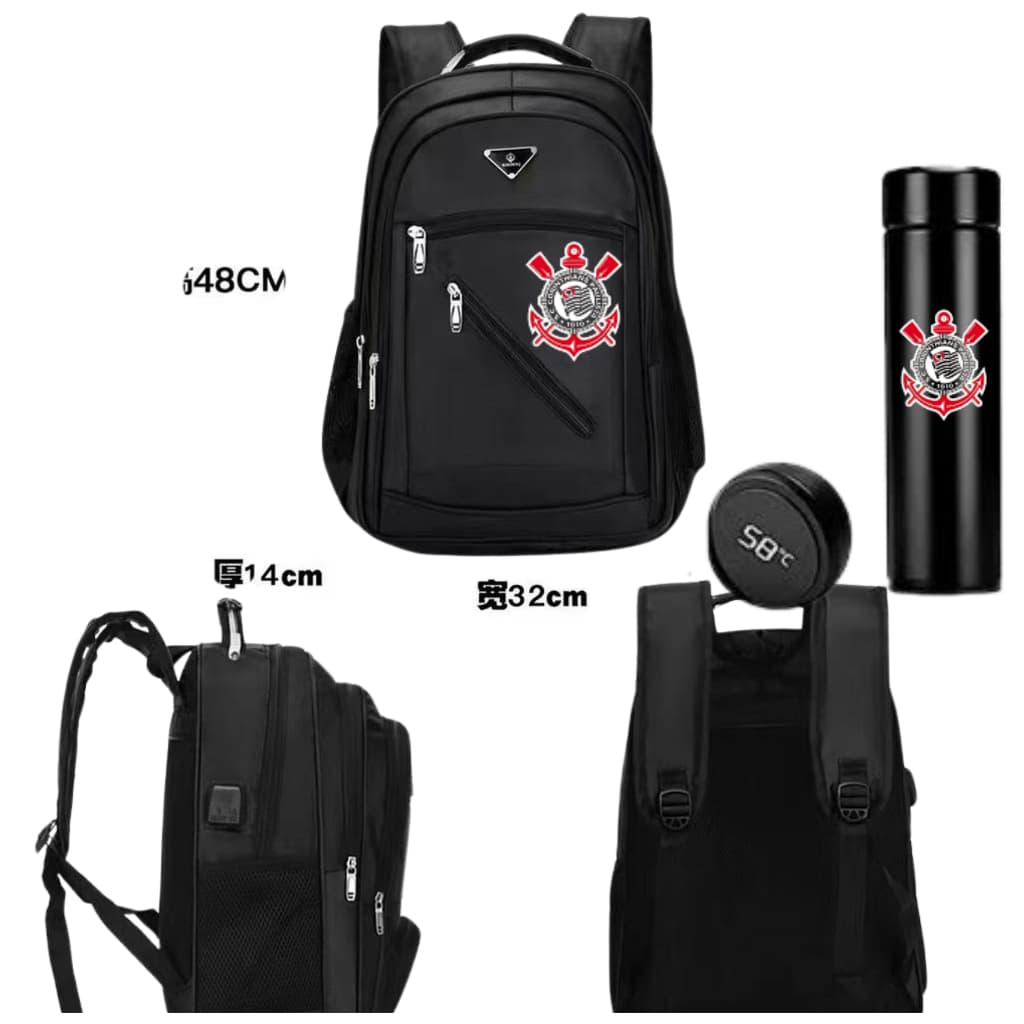 MOCHILA BOLSA FACULDADE RESISTENTE BARATA time+garrrafa termica 500ml