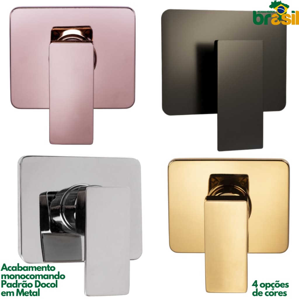 Acabamento Monocomando Quadrado Preto para Registro - Modelo Docol preto ou cromado
