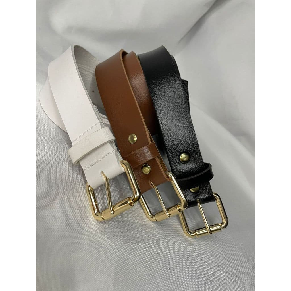 Kit de Cinto Básico Feminino médio Fivela Quadrada Simples Casual Social