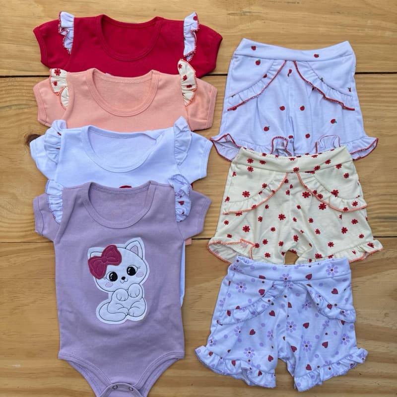 Conjunto Body e Short Para bebê Menina