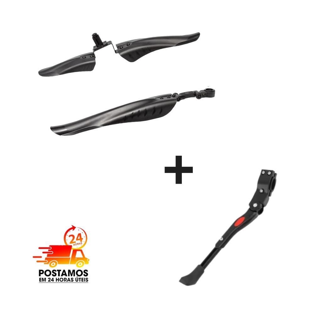 Paralama + Descanso Pezinho Para Bike 26/29 Dianteiro e Traseiro Para Barro Nylon Bicicleta Ciclismo