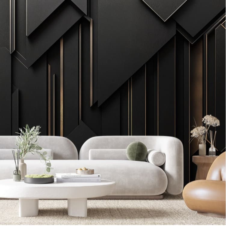 Papel De Parede 3D Moderno Preto Dourado Papel De Parede Para Quarto Escritório Adesivo Lavável 3D