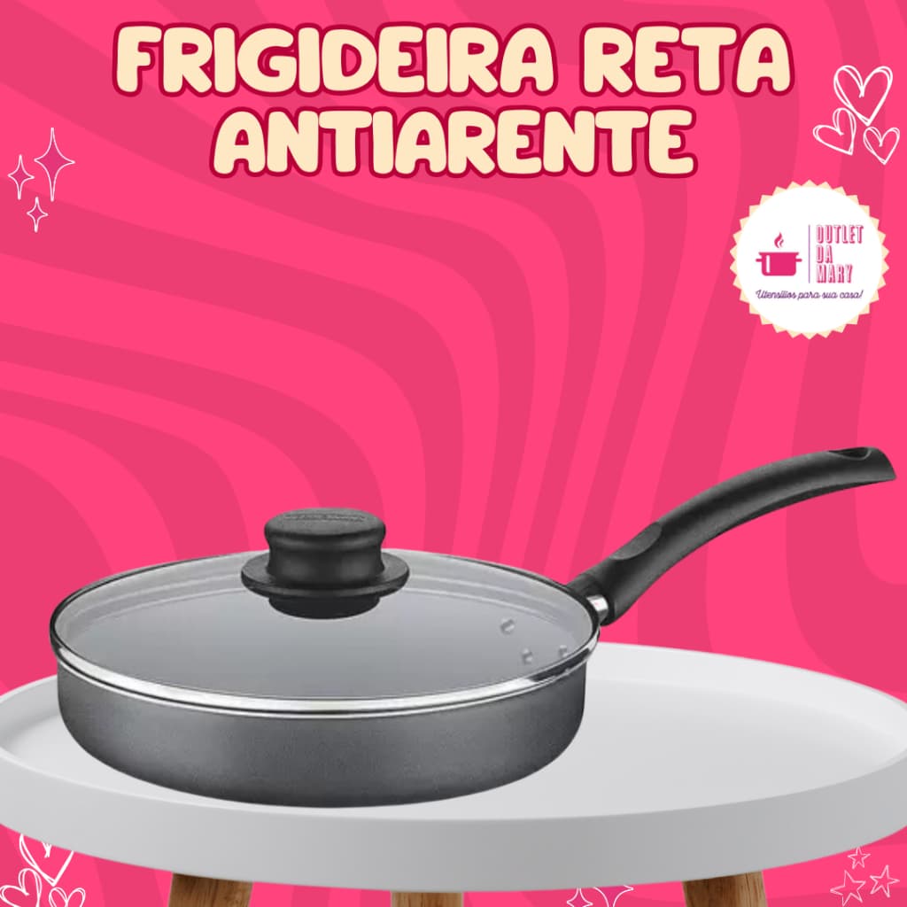 Frigideira Modelo Reta Tramontina Com Tampa 22cm Turim Cinza 1,7 Litros