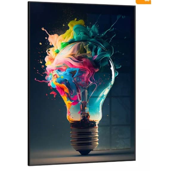 Quadro decorativo 1 peça Tema Lâmpada Abstrato Cores - Lindo em diversos tamanhos pra sua residência