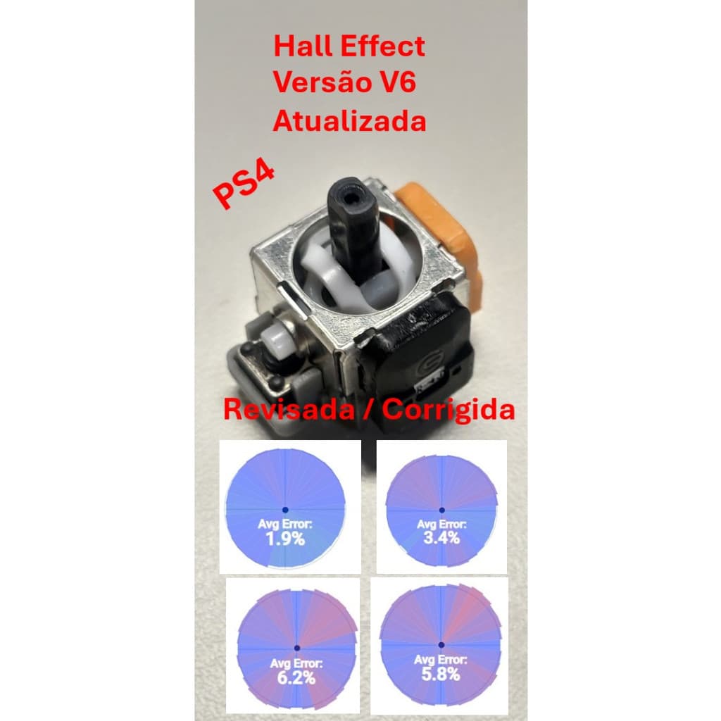Par Analogico Ginfull 3D hall effect para Controle PS4 Nova Versão V6 Atualizada Drift