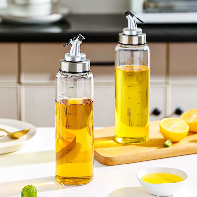 Galheteiro Porta Azeite Oleo Vinagre Borosilicato Transparente 300ml e 500ml Medições Cozinha