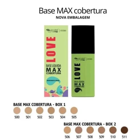 Base Líquida Vegana Acabamento Matte Max Cobertura Max Love