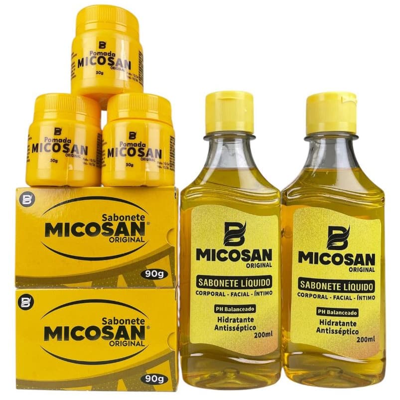 Micosan Pomada kit 3 pomadas 50g cada 2 sabonete barra 90g 2 sabonete líquido 200ml Original