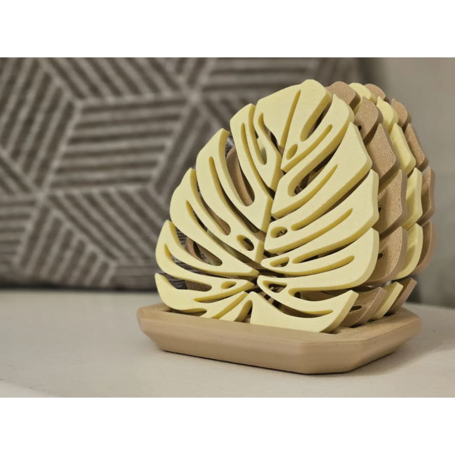 Conjunto Porta-Copo de Folhas – Elegância Natural com Monstera Costela de Adão
