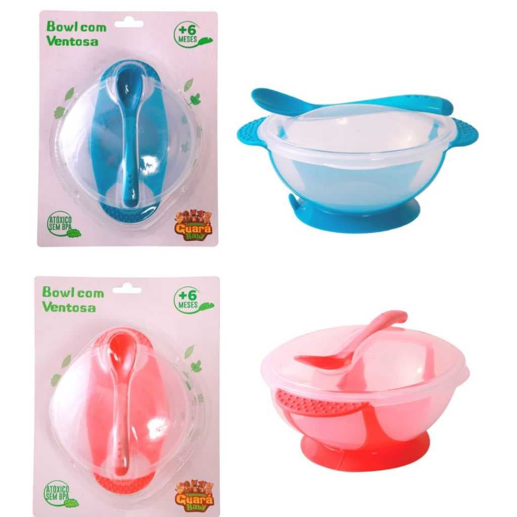 Pratinho Tijela/Bowl com Colher e Ventosa - Bowl Infantil - GuaráBaby