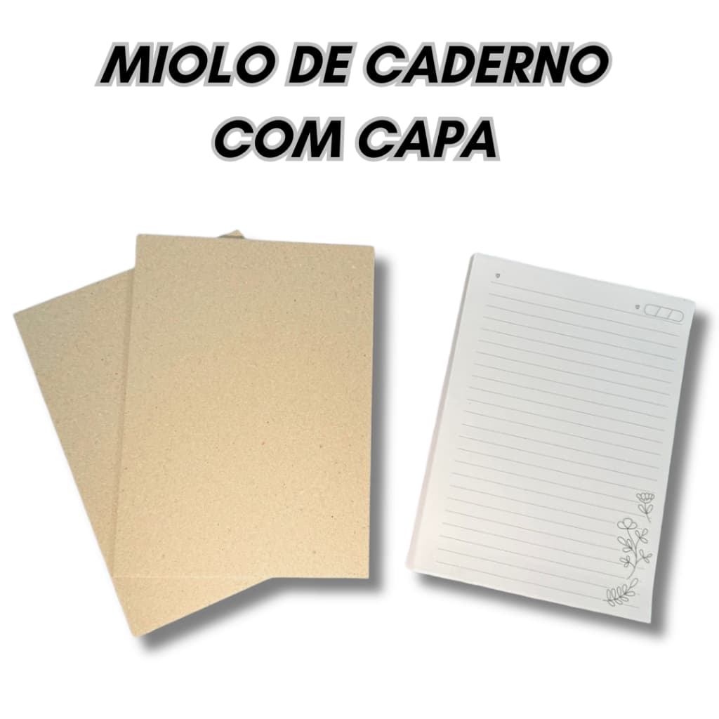 2 Miolos de Caderno A5 Pautado Com Desenho de Flor + Capa Dura / 96 Folhas