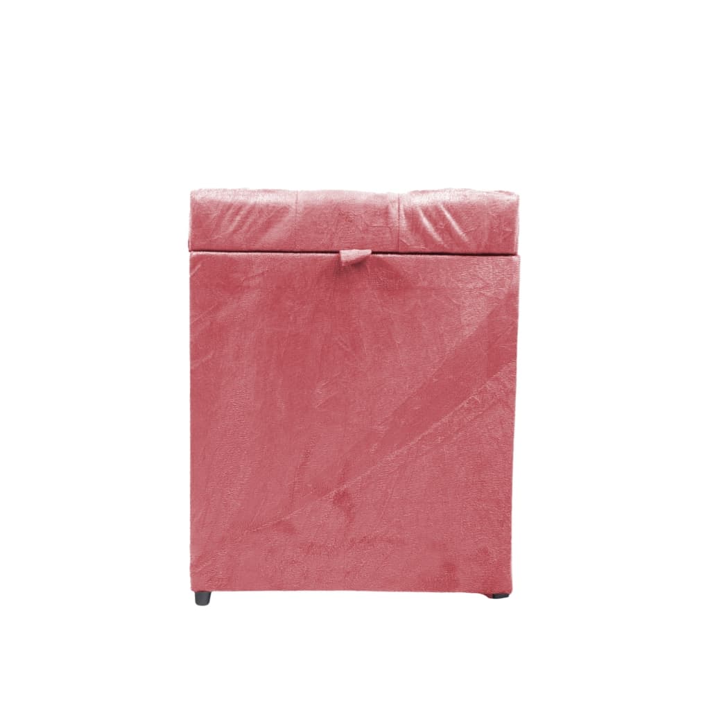 Puff Baú Estofado em Suede Quadrado 100% MDF - Rosa Claro