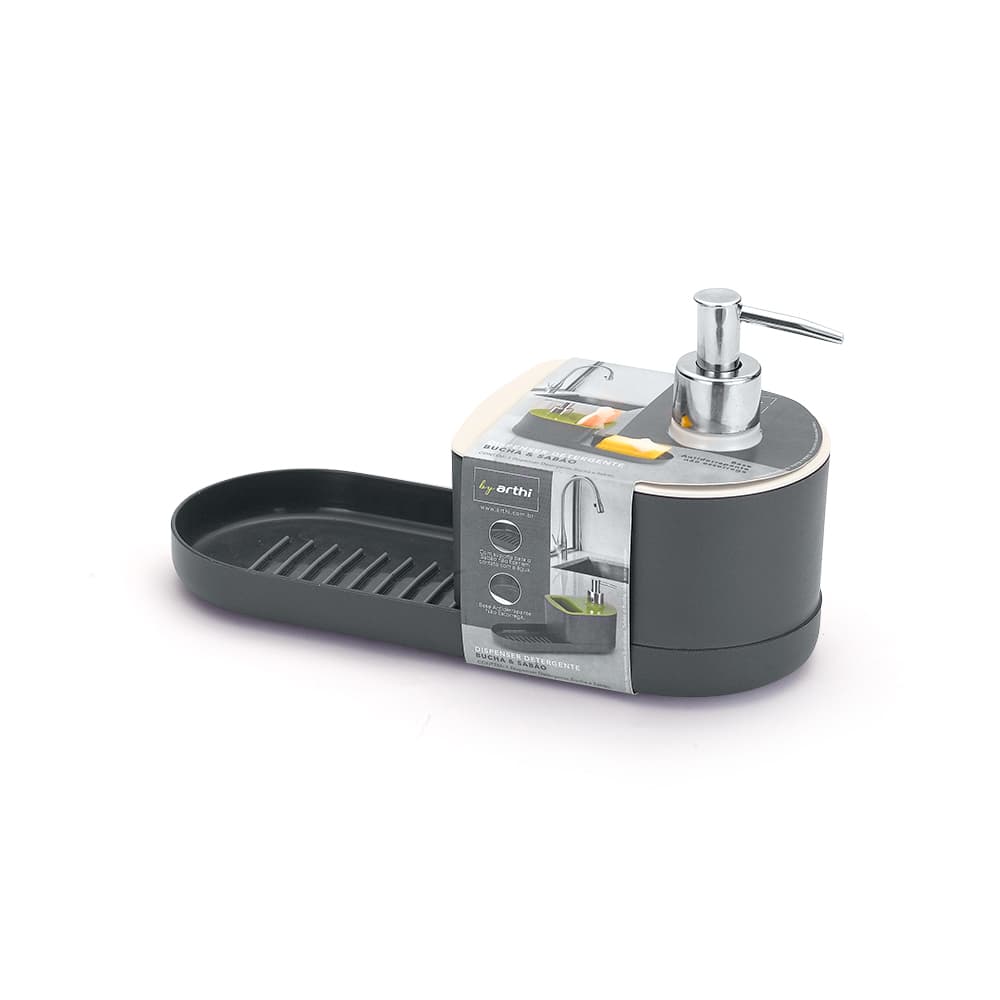 Dispenser Multifuncional para Detergente, Sabão e Bucha – Para Pia e Bancada